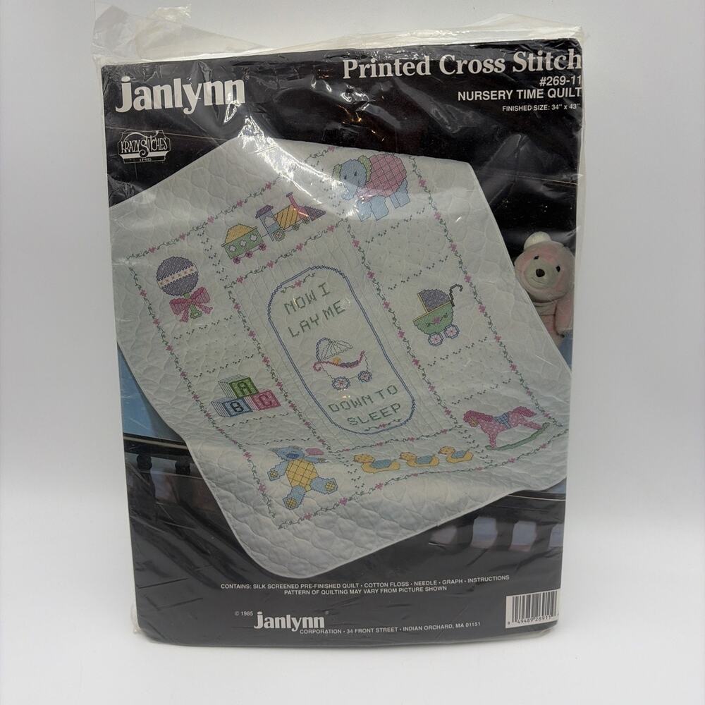 Vintage Janlynn Baby Nursery Time Quilt Kit Printed Cross Stitch #269-11